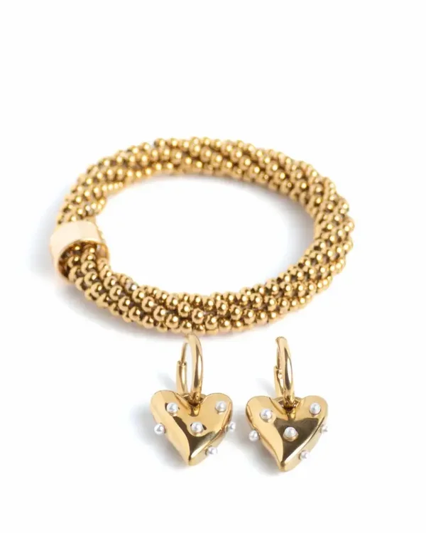 STAINLESS STEEL + EARRINGZ - Gold Heart