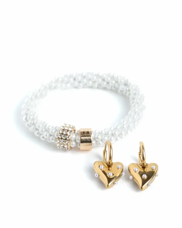 BEADZ LUX + EARRINGZ - White Pearl Heart