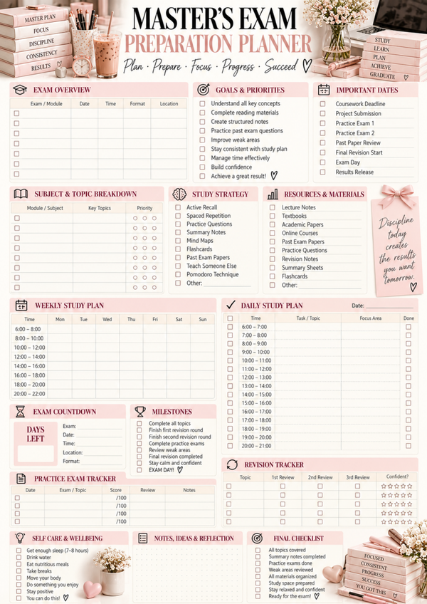 Exam Revision Timetable | Printable Study Schedule, Exam Planner & Study Tips