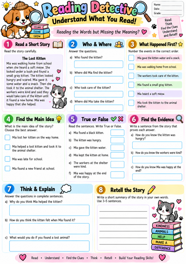Free Reading Comprehension Worksheets | 2nd & 3rd Grade Reading Passages for Kids