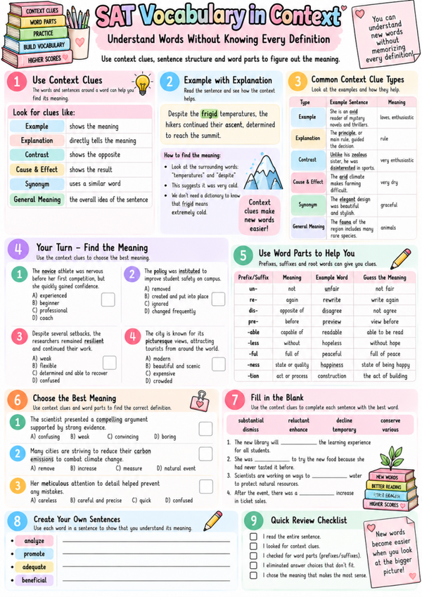 SAT Vocabulary in Context | Free Digital SAT Reading & Vocabulary Practice Worksheet