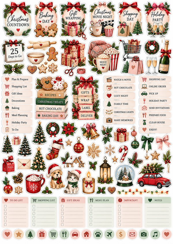 Free Christmas Planner Stickers Printable | Cute Holiday Stickers & Christmas Countdown