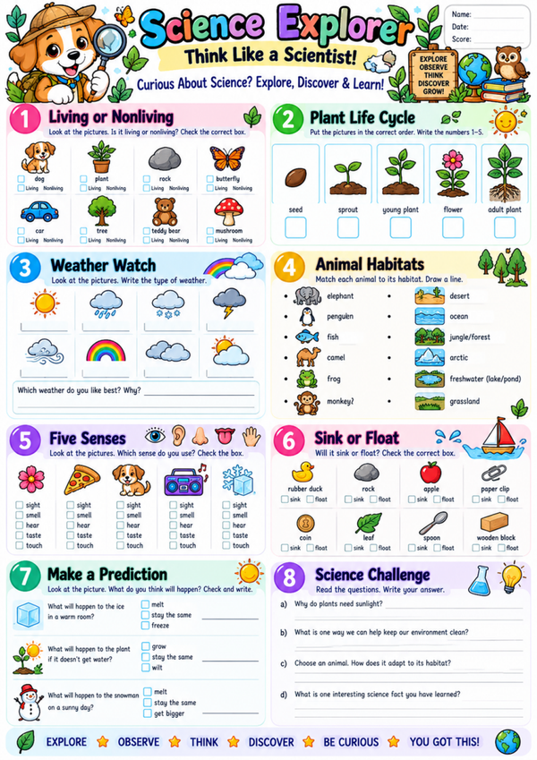Free Science Worksheets for Kids | 2nd Grade Science Activities & Elementary Learning