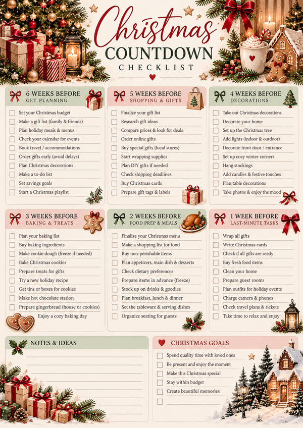 Free Christmas Checklist Printable | 6 Week Christmas Planner & Holiday Preparation