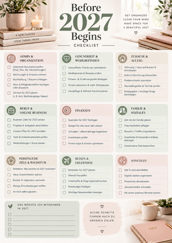2027 New Year Checklist | Things To Do Before 2027 & Free Printable Life Reset Planner
