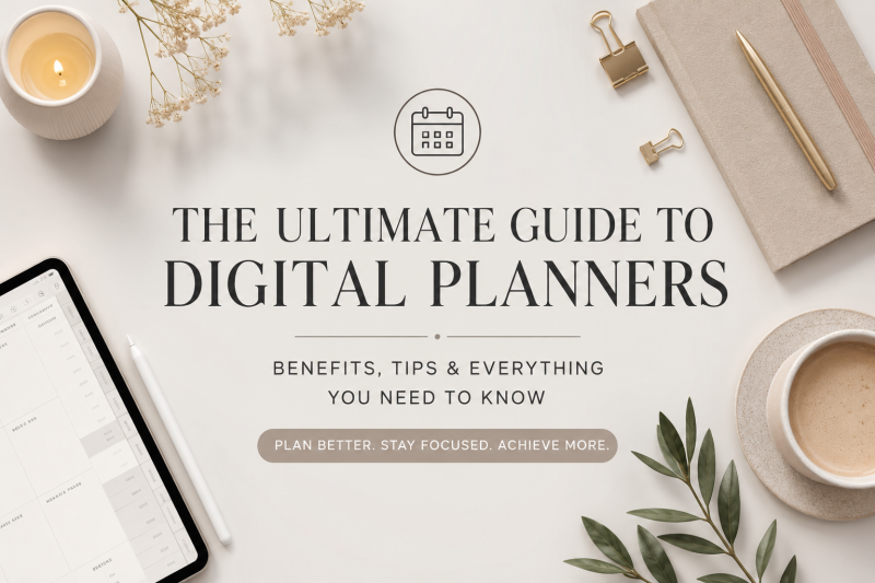 Digital planner buying guide with tablet and notebook