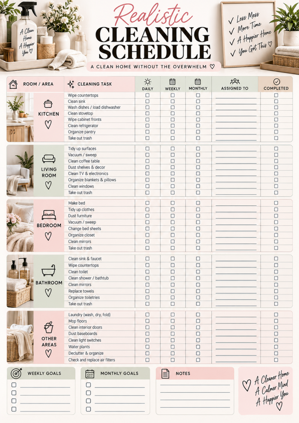 Free Cleaning Schedule Printable | Daily, Weekly & Monthly Cleaning Checklist PDF