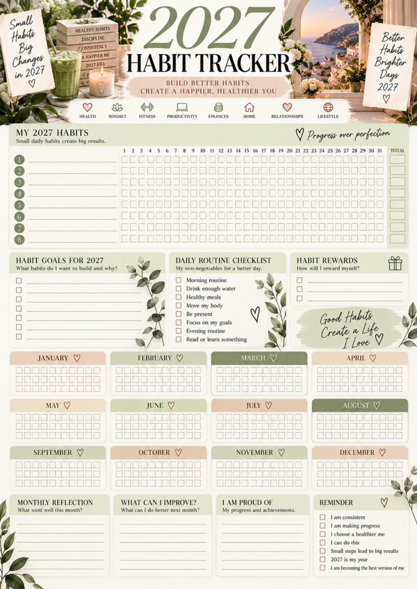 Free 2027 Habit Tracker Printable | Daily Habit & Routine Planner