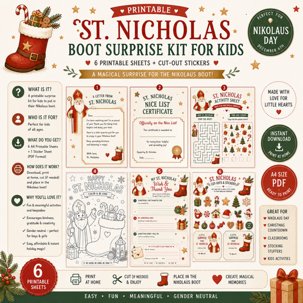 St. Nicholas Day Printable for Kids | Nikolaus Boot Surprise Activity Kit