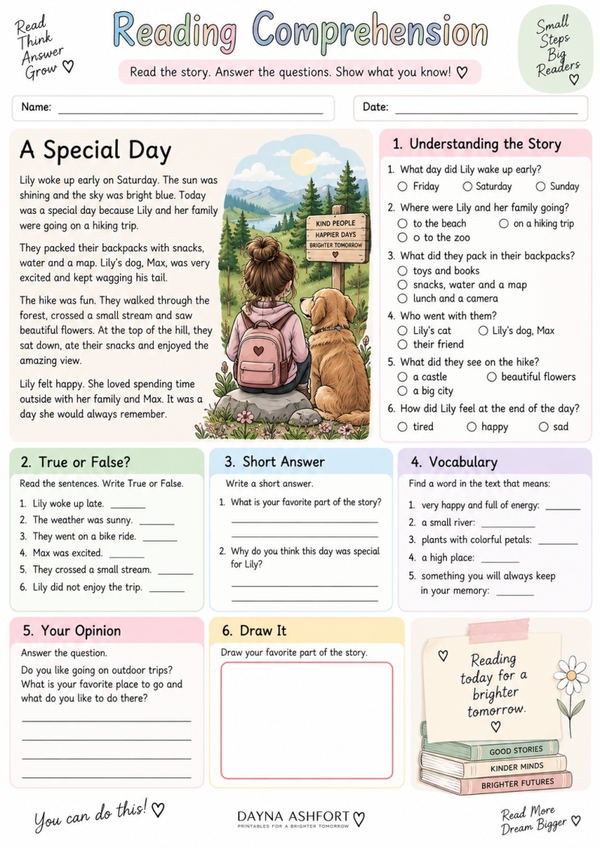 Free Reading Comprehension Worksheet for Kids – Printable Reading Practice