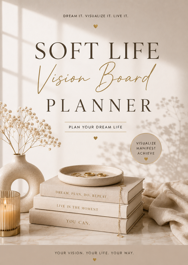 Soft Life Vision Board Planner | Digital Planner, Editable in Canva