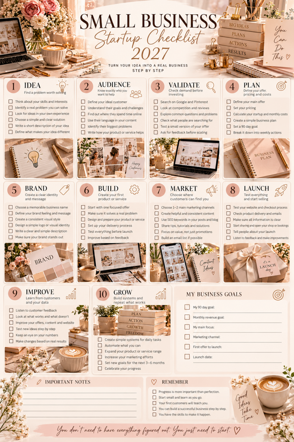 Small Business Startup Checklist 2027 – Free Printable Business Planner