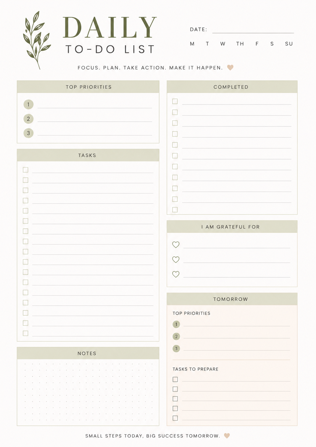 Free Daily To-Do List Printable – Priorities, Tasks & Tomorrow Planner