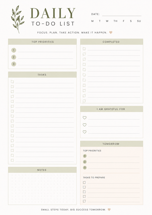 Free Daily To-Do List Printable – Priorities, Tasks & Tomorrow Planner