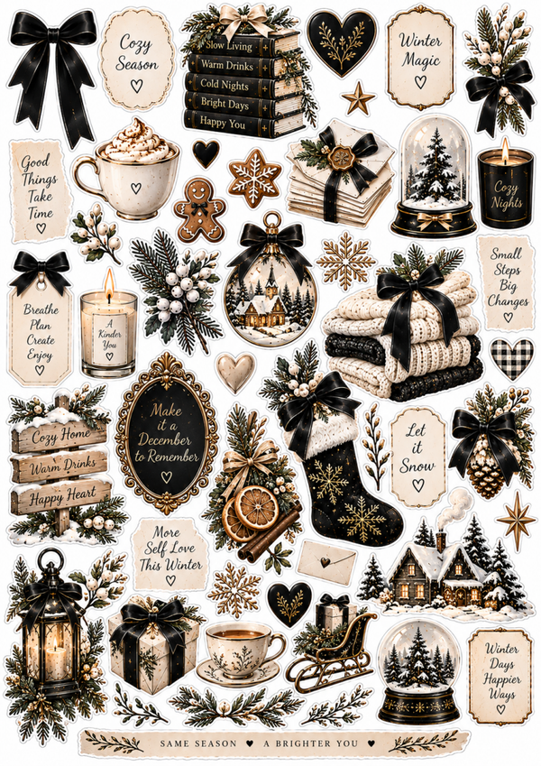 Vintage Winter Printable Stickers | Cozy Planner & Journal Sticker Sheet