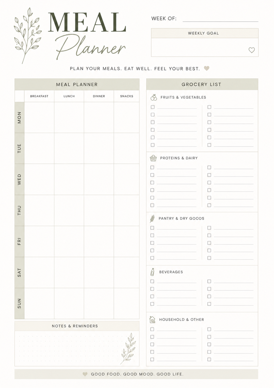 Free Weekly Meal Planner & Grocery List Printable – Meal Planning Template