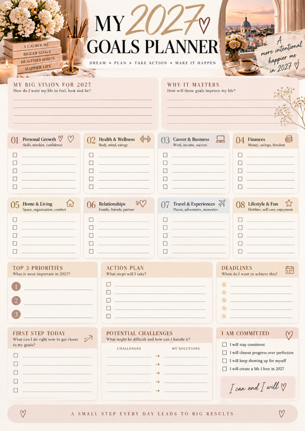 Free 2027 Goals Planner Printable | Goal Setting & New Year Planning Worksheet