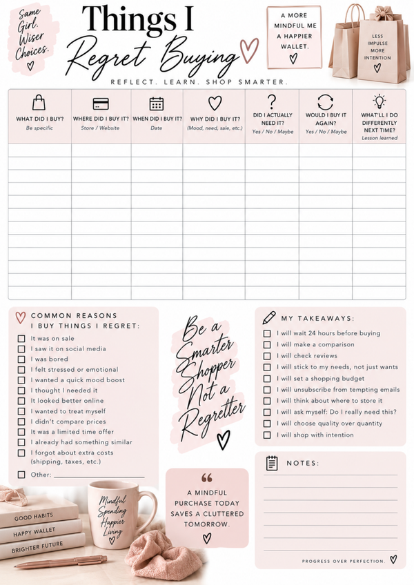 Spending Tracker Printable | Impulse Buying & Money Saving Planner
