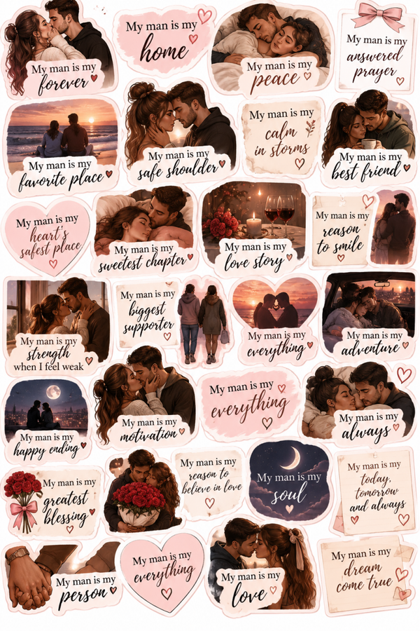 Free My Man Is My Love Sticker Sheet | Romantic Couple Printable Stickers