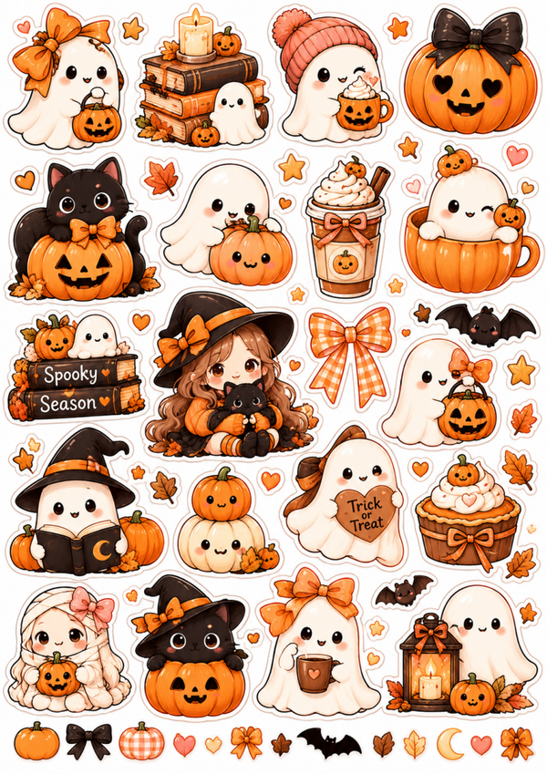 Free Cute Halloween Sticker Sheet | Kawaii Printable Halloween Stickers