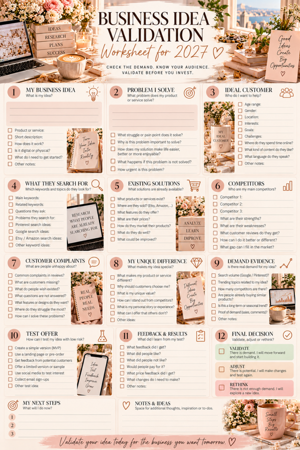 Business Idea Validation Worksheet 2027 – Free Printable for Entrepreneurs