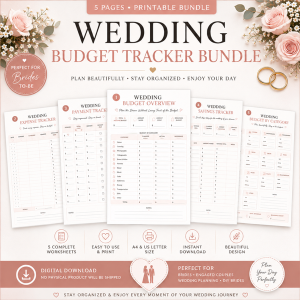 Wedding Budget Tracker Bundle | Printable Wedding Finance Planner