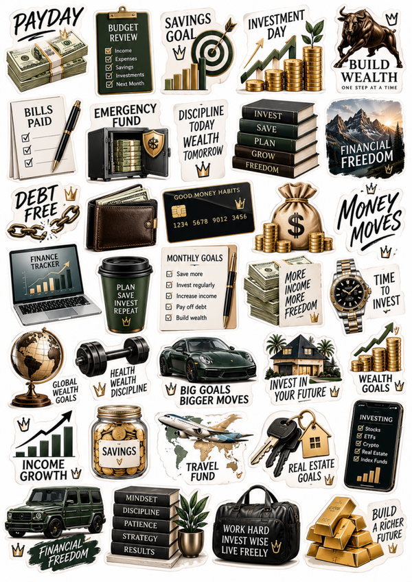Money Planner Stickers Printable | Budget Tracker, Finance Stickers & Wealth Building Goals