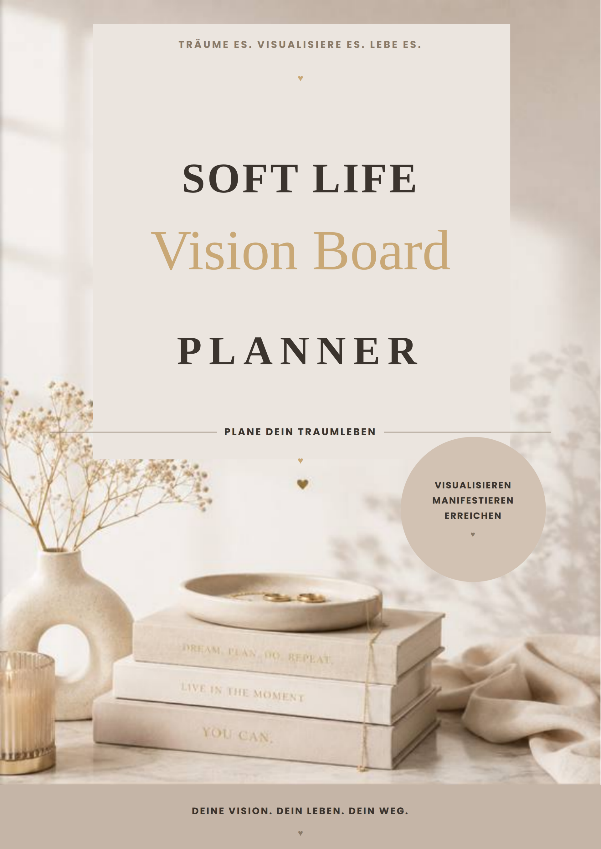 Soft Life Vision Board Planner | 117 Seiten Digital & Editierbar in Canva