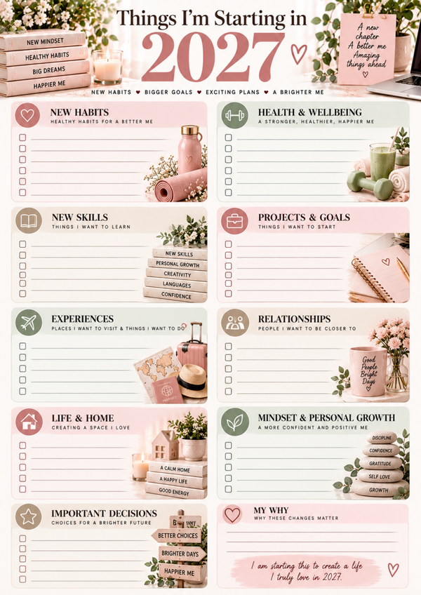 2027 New Year Goals Planner | Free Printable Fresh Start & Personal Growth Worksheet