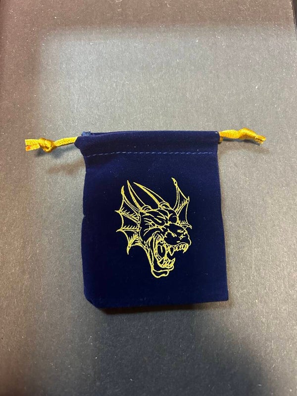 Blue Cloth Dice Pouch with Dragon