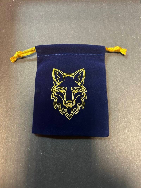 Blue Cloth Dice Pouch with Fox