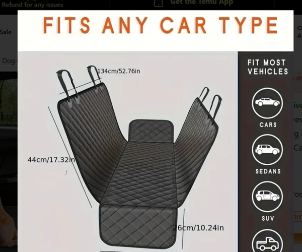 Pet Dog Car Seat Cover - Durable Polyester Blend Waterproof