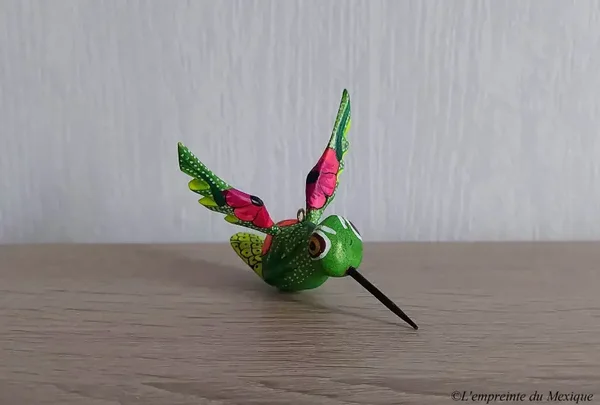 Colibri vert – Alebrije en bois de copal – Art Zapotèque