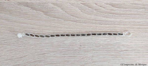 Bracelet éclat argenté en perles de chaquiras et perles longues - Art Wixárika