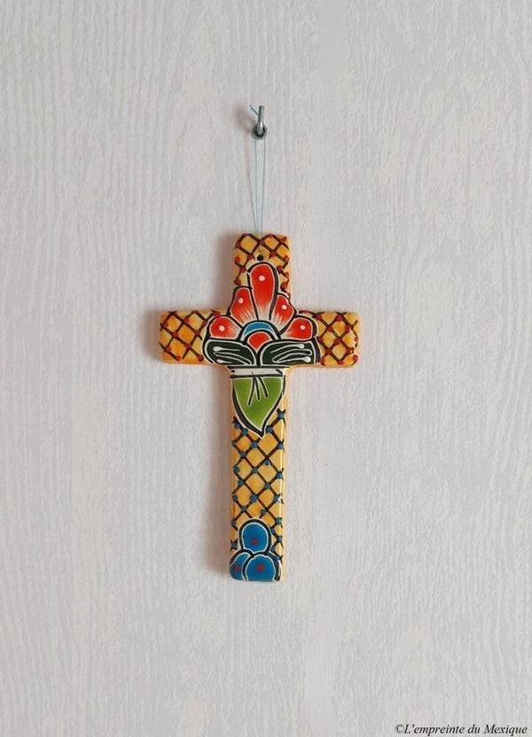 Croix jaune - Décoration en Talavera