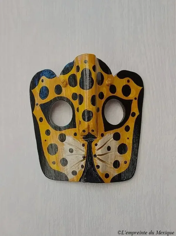 Jaguar – Masque mural en bois de palmier revalorisé
