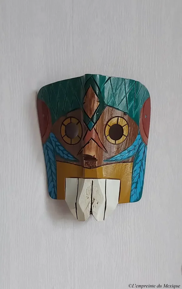Quetzalcóatl – Masque mural en bois de palmier revalorisé