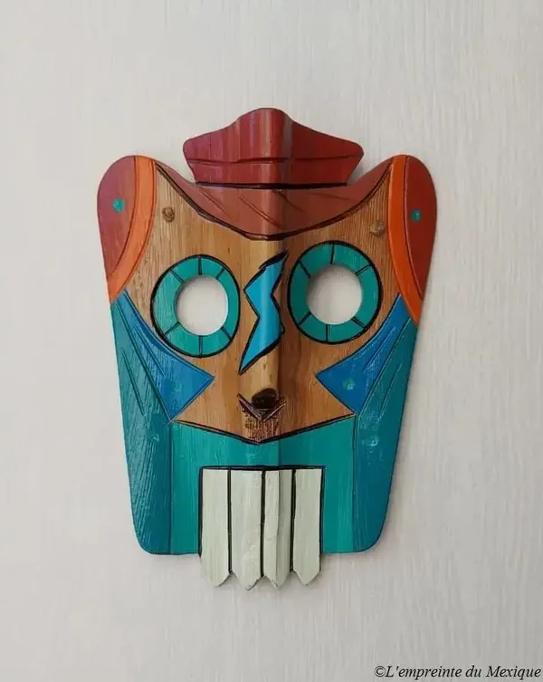 Tlaloc – Masque mural en bois de palmier revalorisé