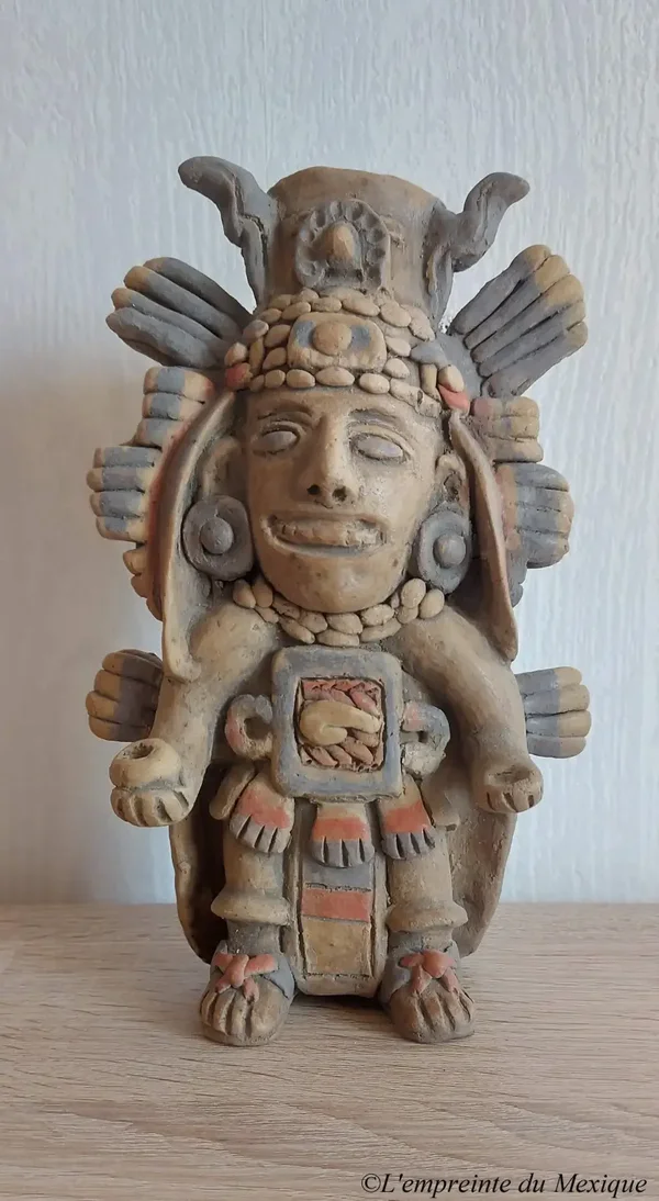 Dieu Maya Itzamna – Sculpture en terre cuite polie (barro bruñido)