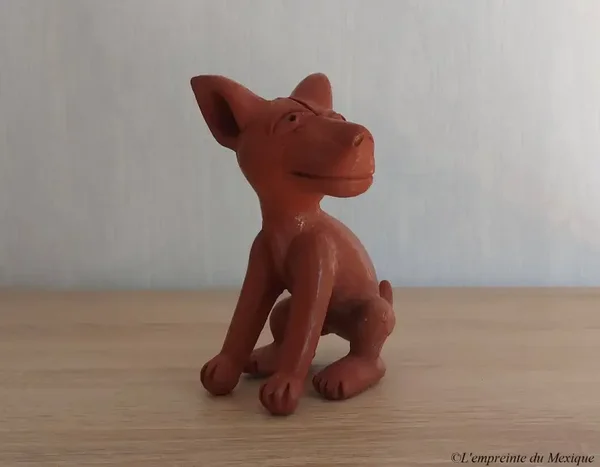 Xoloitzcuintle – Sculpture en terre cuite polie (barro bruñido)