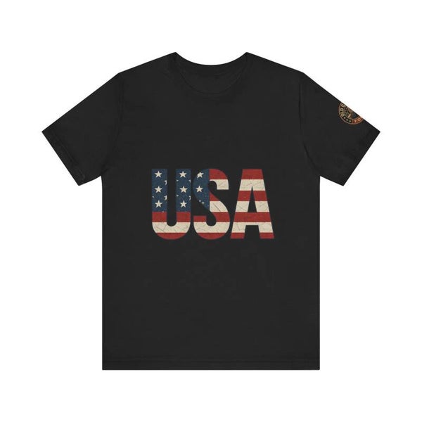 USA Distressed American Flag Letters T-Shirt