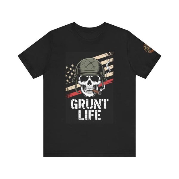Grunt Life – Military Skull & USA Flag T-Shirt | Hardcore Patriotic Tee