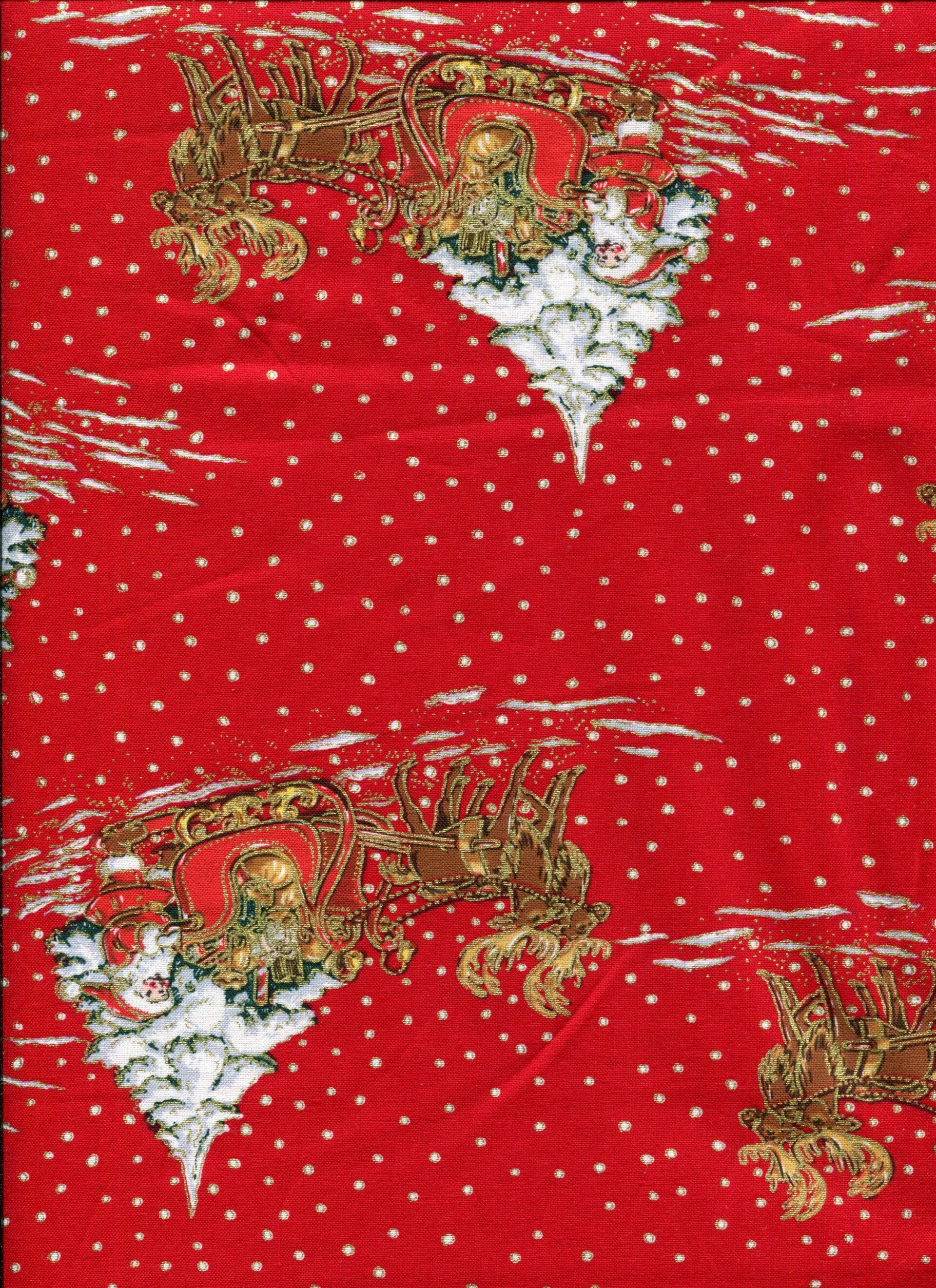 santa Claus with gold on red 50 x 110 cm (per half meter)