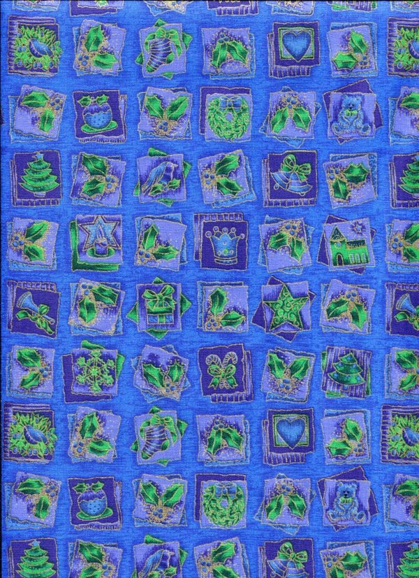 Little squares on blue 50 x 110 cm (per half meter)