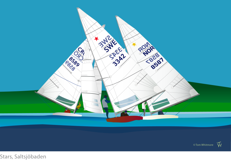 Stars boats racing  downwind in Saltsjöbaden, Sweden, Baggensfjärden