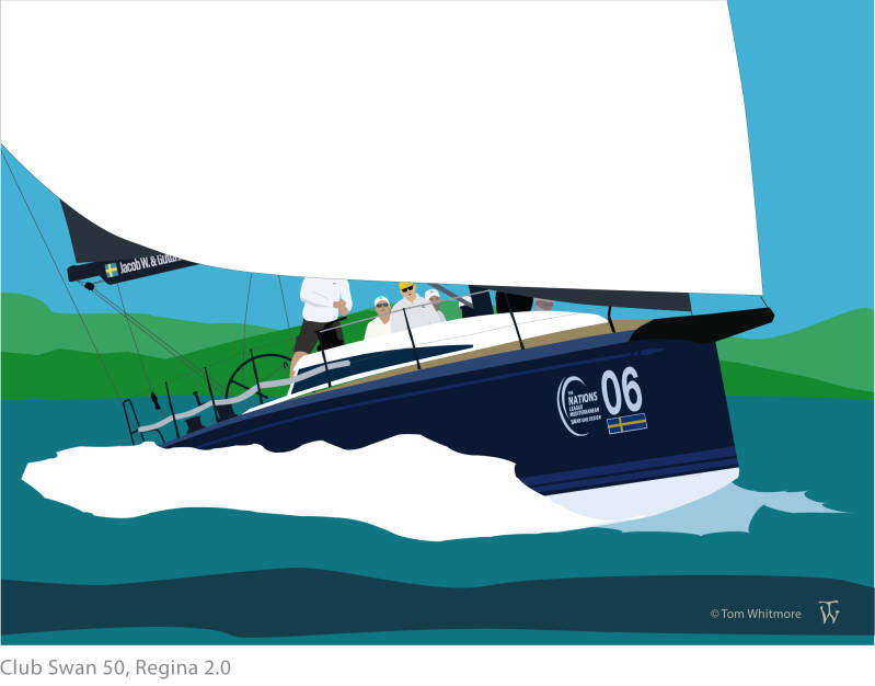 Club Swan 50 surfing downwind 