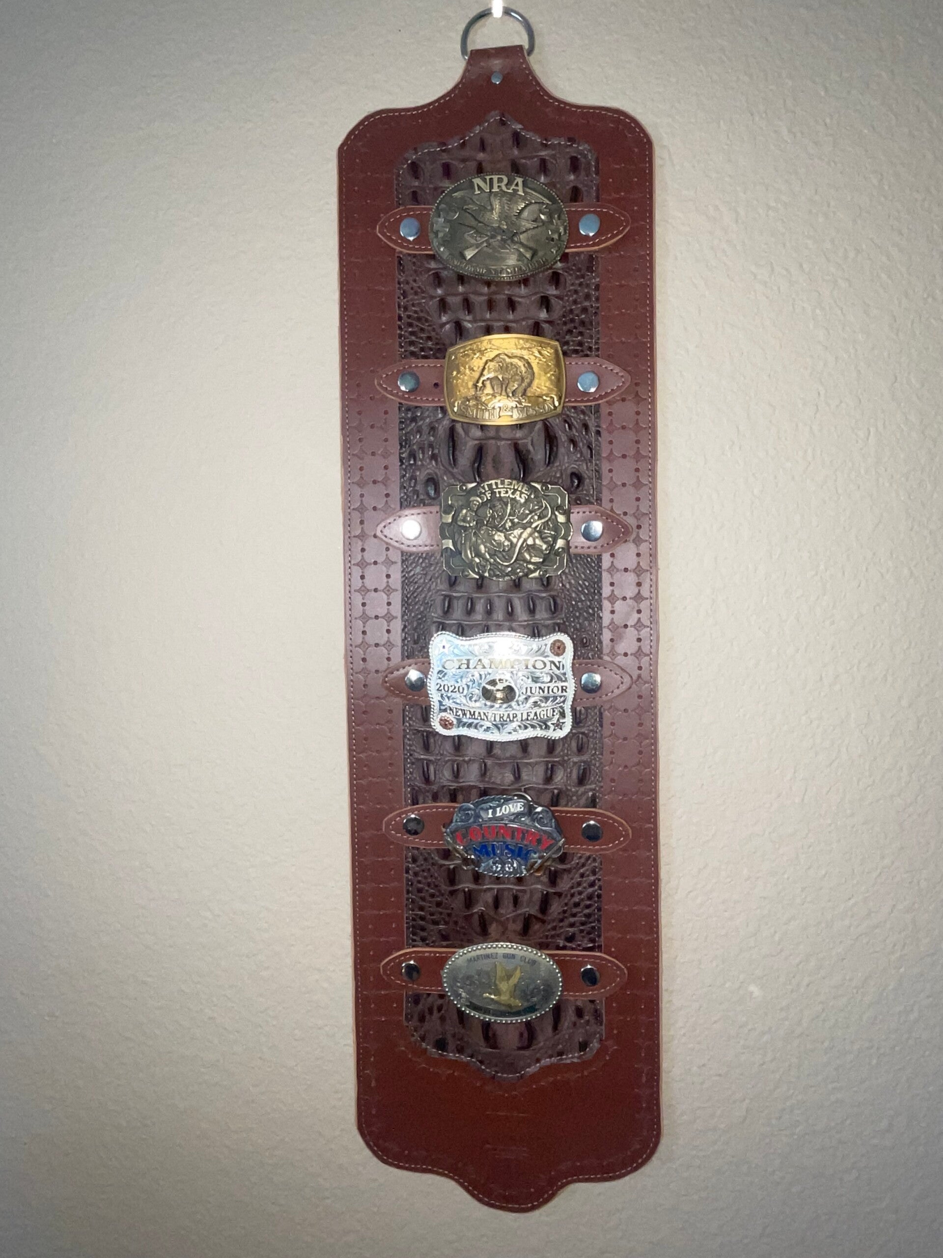 Leather and Alligator Skin Custom Buckle Holder with 6 straps