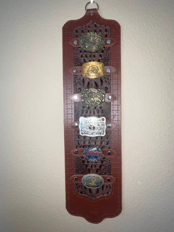 Leather and Alligator Skin Custom Buckle Holder with 6 straps