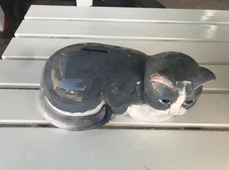 Salvadanaio gatto in ceramica – Vintage/Handmade