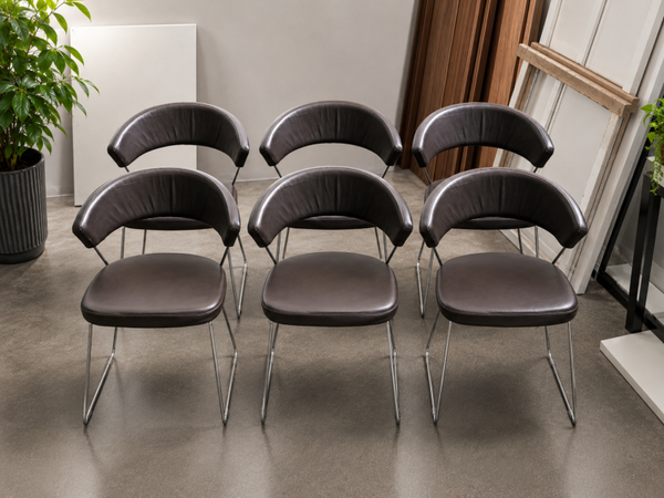 Set 6 Sedie Calligaris "New York" – Pelle Marrone Testa di Moro